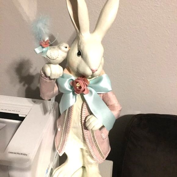 K&K Interiors Velvet Rabbit 21 Inches Tall,  Br1 - Picture 2 of 7